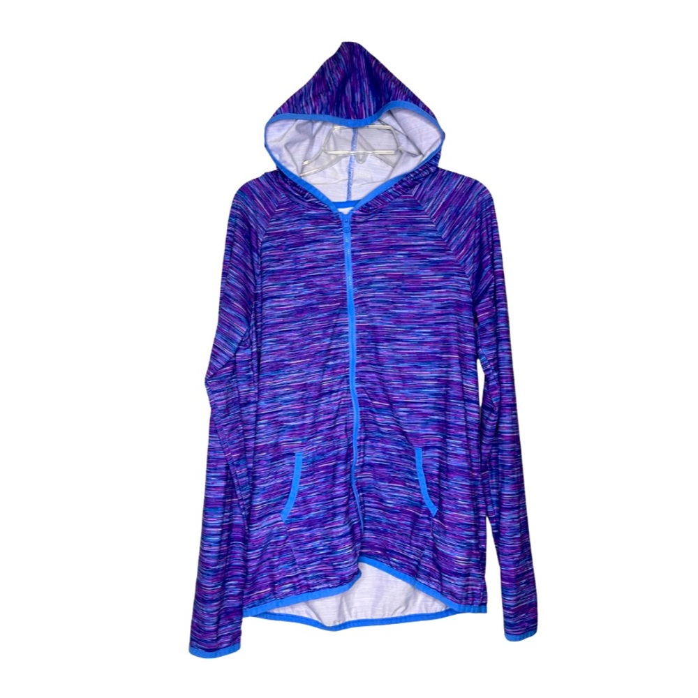 Purple/blue Zip-Up Marled Athletic Jacket Yoga Hoodie